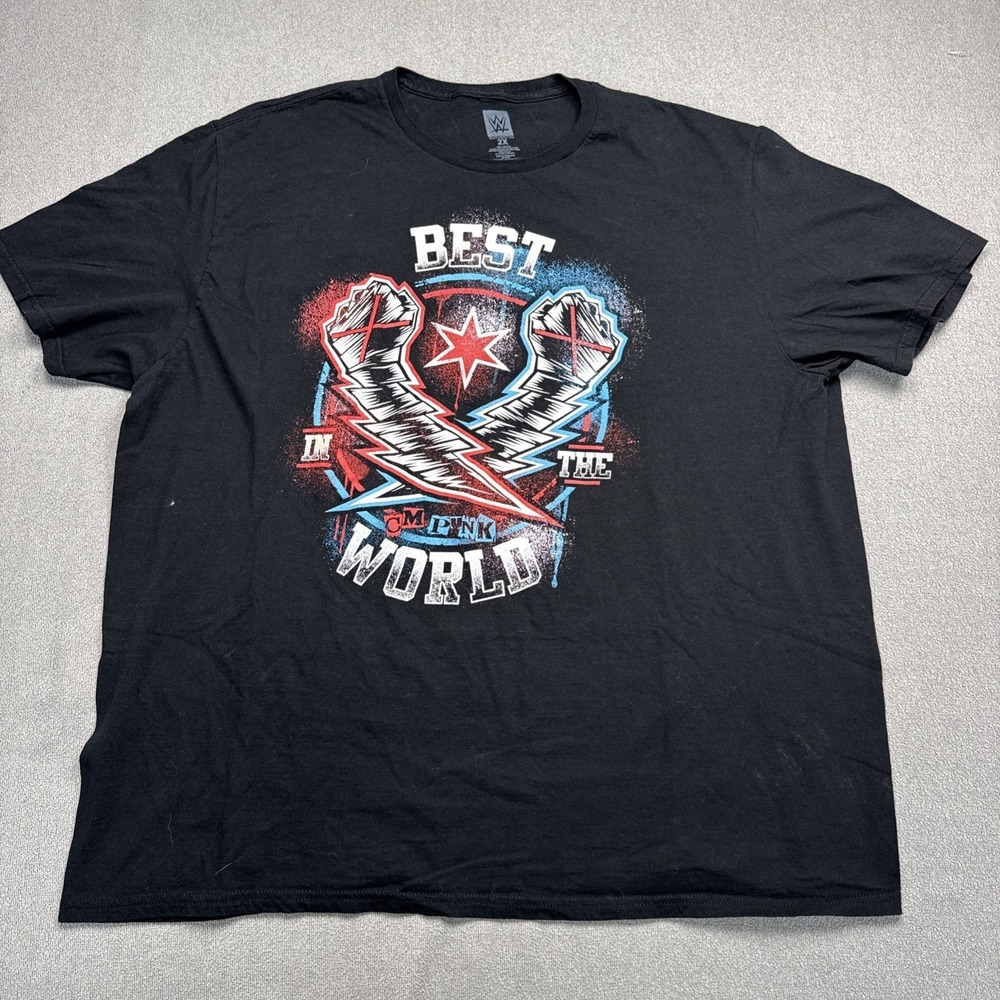 CM Punk AEW Best In The World Black T Shirt Size XXL WWE Pro Wrestling
